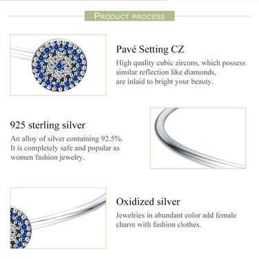 100% 925 Sterling Silver Blue Zircon Lucky Eyes Bracelet for Women Open Cuff Bangle Classic Luxury Jewelry SCB058  -  GeraldBlack.com