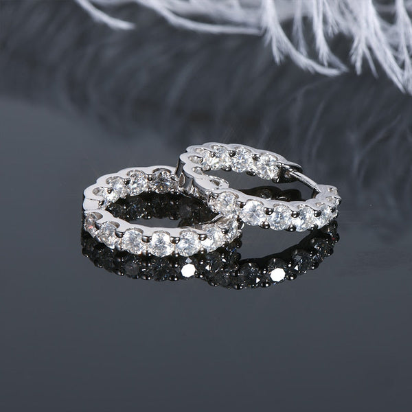 100% 925 Sterling Silver Real 3mm Round Cut Moissanite Stud Hoop Earrings For Women Sparkling Jewelry Christmas Gifts  -  GeraldBlack.com