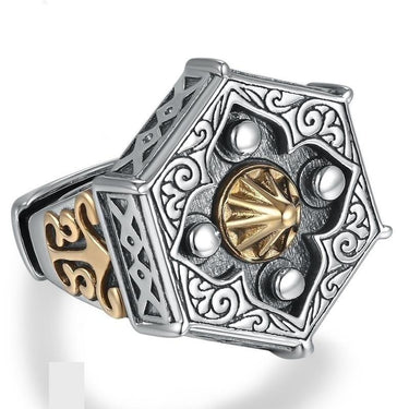 100% 925 Sterling Silver Religious Buddha Hexagon Ring for Men  -  GeraldBlack.com