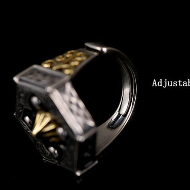 100% 925 Sterling Silver Religious Buddha Hexagon Ring for Men - SolaceConnect.com