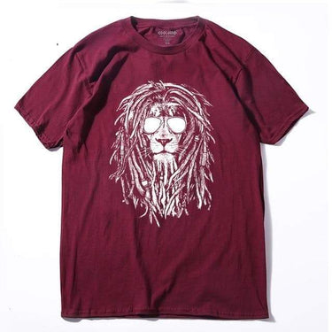 100% Cotton Cool Lion Print Casual O-neck Summer Loose T-shirt for Men - SolaceConnect.com