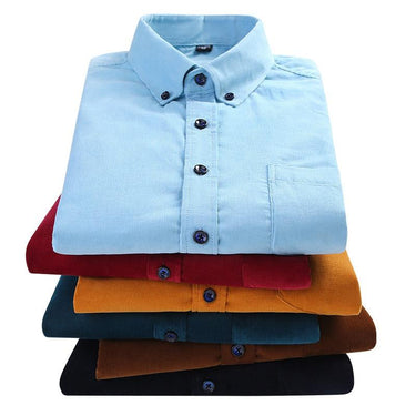 100% Cotton Corduroy Long Sleeve Button Collar Men’s Shirt in 6XL Size - SolaceConnect.com