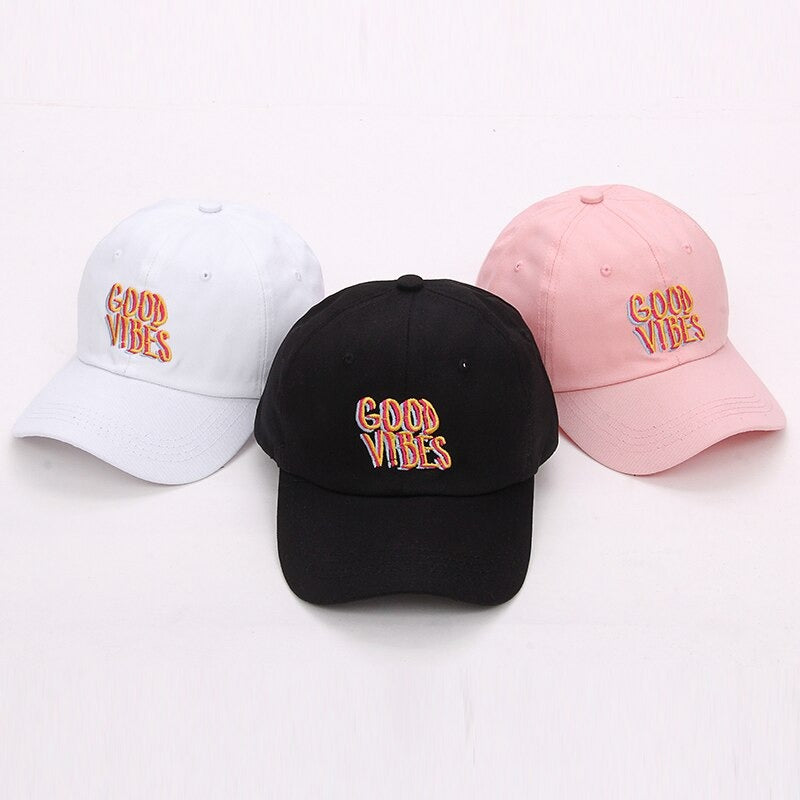 100% Cotton Curved Good Vibes Embroidered Dad Hat Unisex Baseball Cap  -  GeraldBlack.com