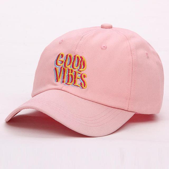 100% Cotton Curved Good Vibes Embroidered Dad Hat Unisex Baseball Cap - SolaceConnect.com
