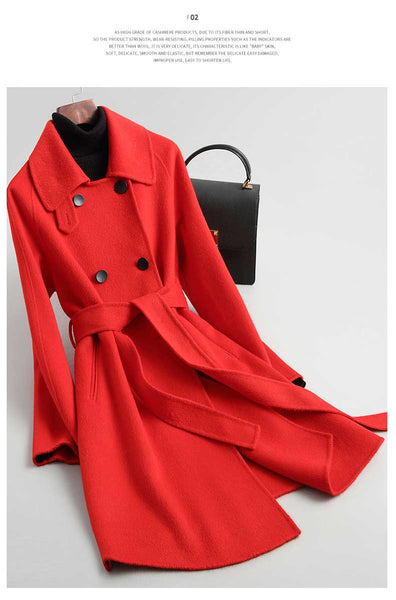 100% Wool Slim Double-sided Mid-length Winter Coats for Women  -  GeraldBlack.com