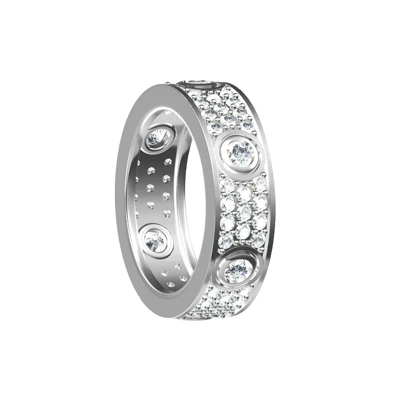 10k 14k 18k White Gold Three Rows of Luxury Eternity Ring for Women  -  GeraldBlack.com