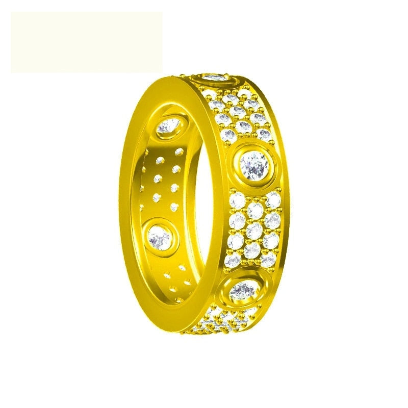 10k 14k 18k Yellow Gold Three Rows of Luxury Eternity Rings for Women  -  GeraldBlack.com
