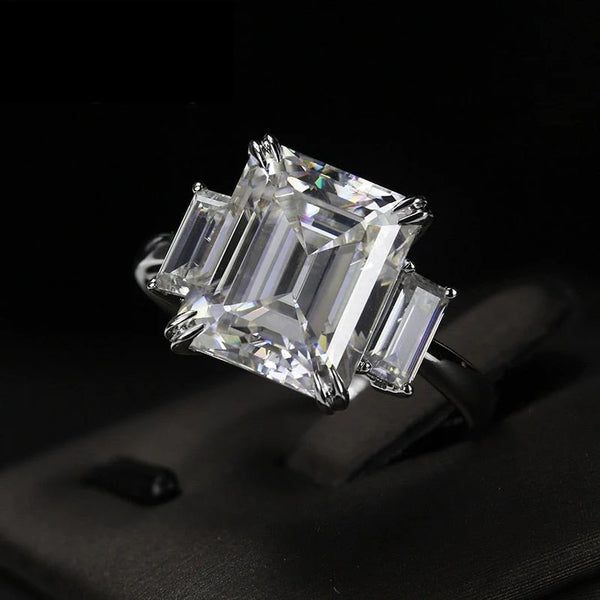 10k14k 18k 8ct 10*12mm Emerald Cut Three Stones Ring for Women  -  GeraldBlack.com