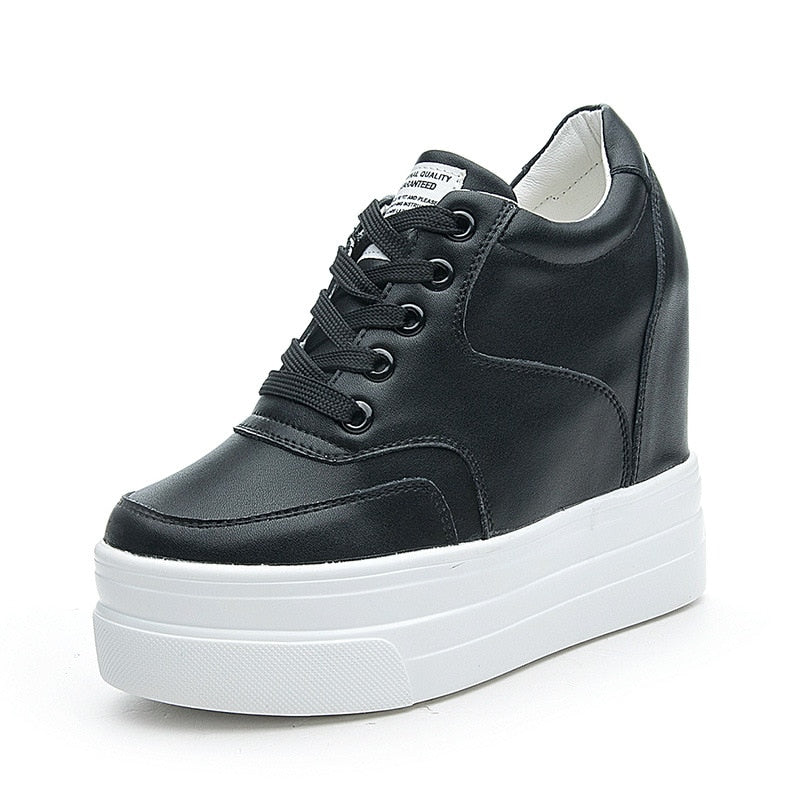 Women's 8cm Genuine Leather Vulcanize Ankle High Boots Shoes 1 Women's 8cm Genuine Leather Vulcanize Ankle High Boots Shoes