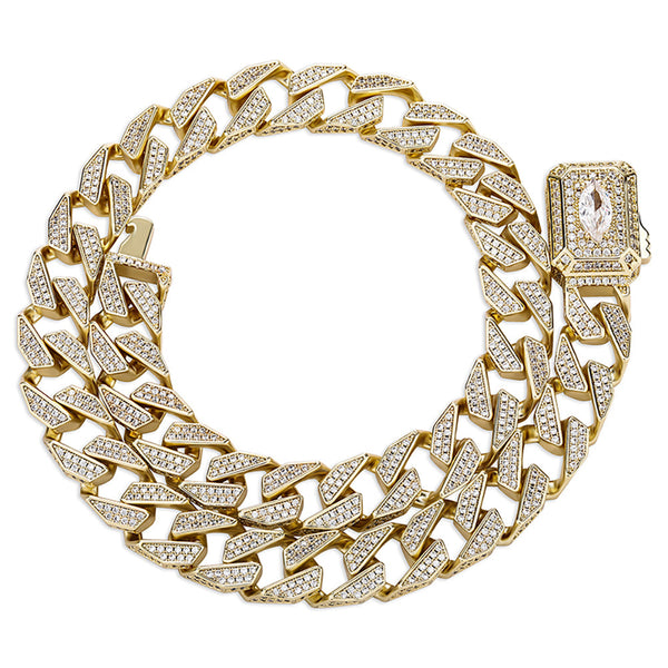 12mm Cuban Link Chain with Clasp Iced Out Cubic Zirconia Necklace for Men  -  GeraldBlack.com
