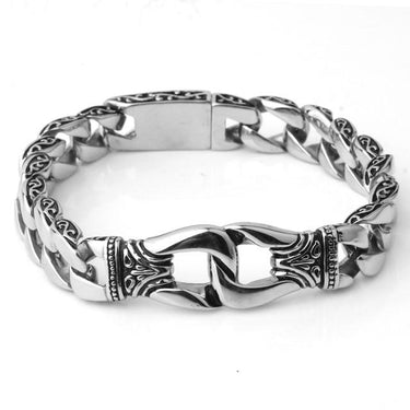 12mm Polished Round Curb Cuban Stainless Steel Bracelets for Men - SolaceConnect.com