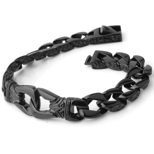12mm Polished Round Curb Cuban Stainless Steel Bracelets for Men - SolaceConnect.com