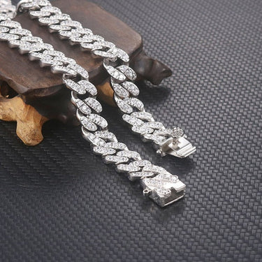 12mm wide 316L Stainless Steel Bling Iced Out CZ Stone Cuban Link Chain Chokers Necklaces for Men Hip Hop Rapper Jewelry Gift  -  GeraldBlack.com