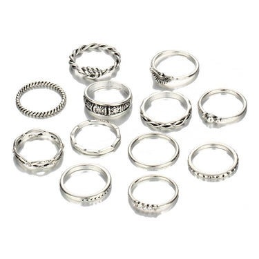 12Pcs Good Quality Women's Midi Finger Crystal Ring Set for Engagement  -  GeraldBlack.com