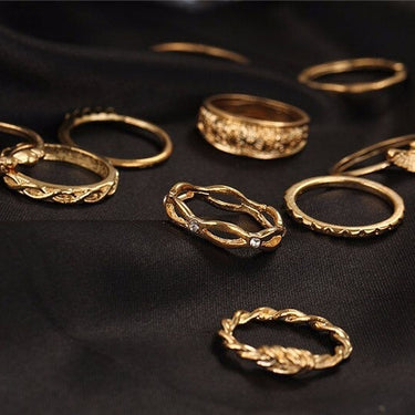 12Pcs Good Quality Women's Midi Finger Crystal Ring Set for Engagement  -  GeraldBlack.com