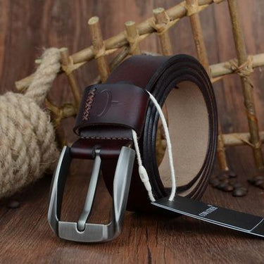 130cm Vintage Style Pin Buckle Cow Genuine Leather Belts for Men - SolaceConnect.com
