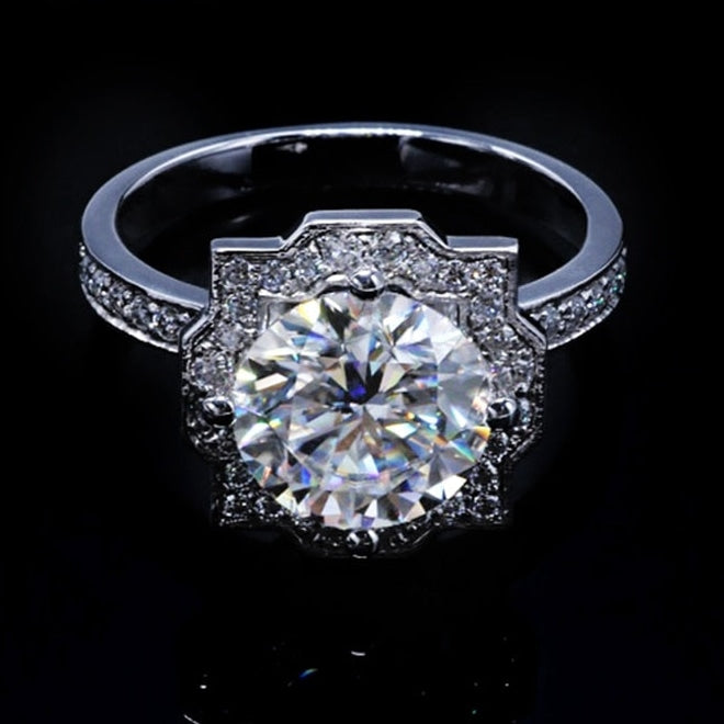 14k Or 18k 3ct 9mm Round Brilliant Cut Moissanite Ring for Women  -  GeraldBlack.com