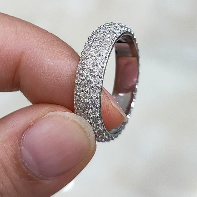 14k Or 18k Gold 1.7mm Moissanite Solid Full Stones Rings for Women  -  GeraldBlack.com
