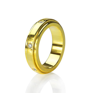 14k Or 18k Gold Three Rows Of Luxury Double Rotatable Ring for Women  -  GeraldBlack.com