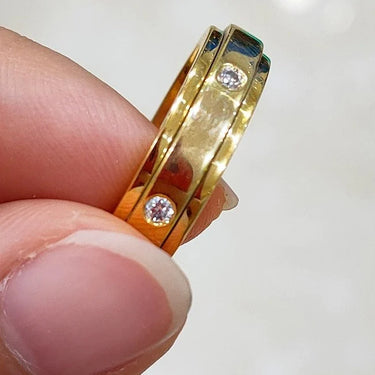 14k Or 18k Gold Three Rows Of Luxury Double Rotatable Ring for Women  -  GeraldBlack.com