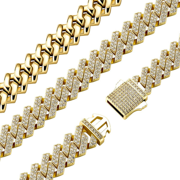 14mm Iced Full Micro Cuban Link Chain Hip Hop Jewelry Necklace for Men  -  GeraldBlack.com