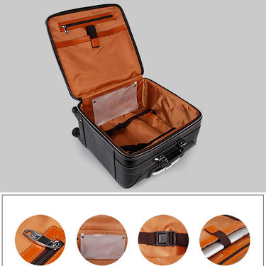 16 20 inch men genuine leather hand luggage cabin travel trolley bags on wheels  -  GeraldBlack.com