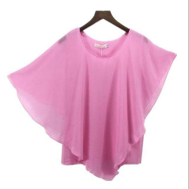 16 Colors Plus Size S- 5XL 6XL Ladies Chiffon Batwing Sleeve Blouse Tops - SolaceConnect.com