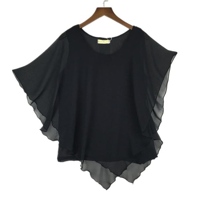16 Colors Plus Size S- 5XL 6XL Ladies Chiffon Batwing Sleeve Blouse Tops - SolaceConnect.com