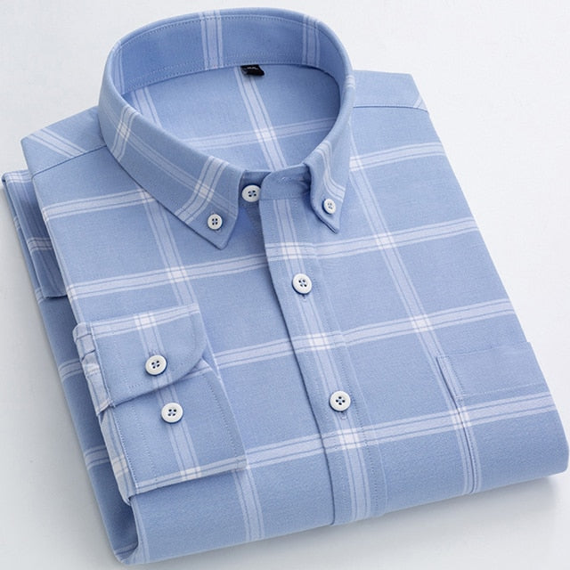 18-616 Men's Plaid Striped Standard-Fit Long-Sleeve Flannel Comfortable Soft Brushed 100% Cotton  -  GeraldBlack.com