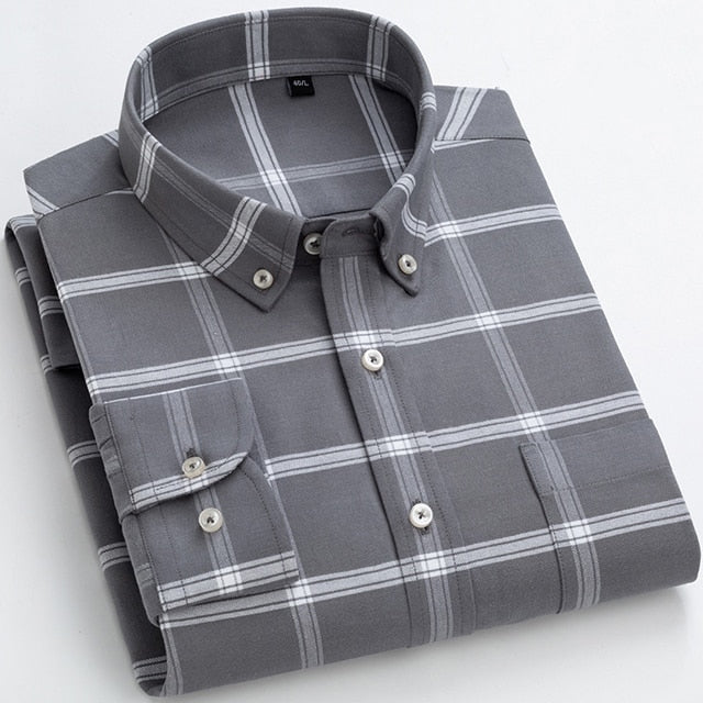 18-617 Men's Plaid Striped Standard-Fit Long-Sleeve Flannel Comfortable Soft Brushed 100% Cotton  -  GeraldBlack.com