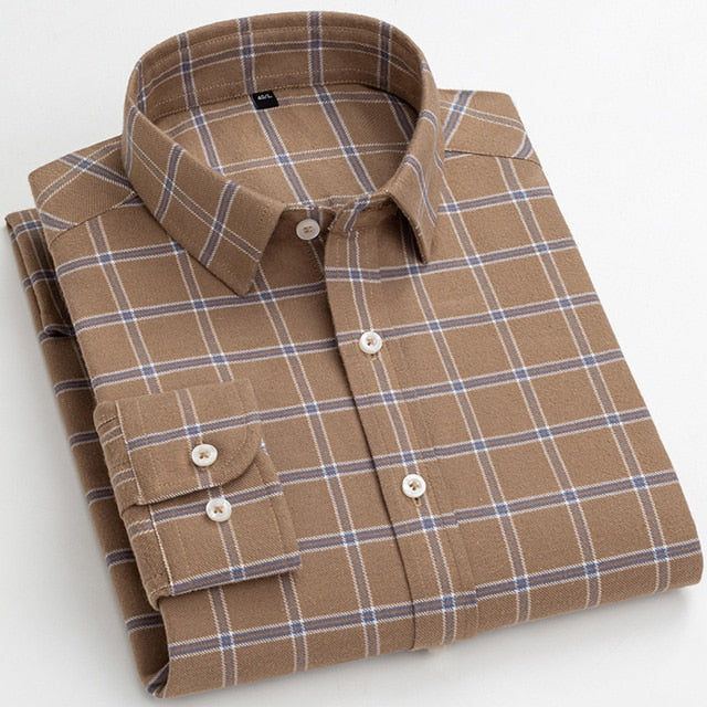 18-625 Men's Plaid Striped Standard-Fit Long-Sleeve Flannel Comfortable Soft Brushed 100% Cotton  -  GeraldBlack.com
