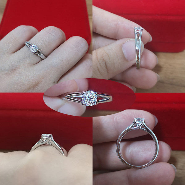 18k White Gold 5mm Round Shape Moissanite Stone Ring for Women  -  GeraldBlack.com