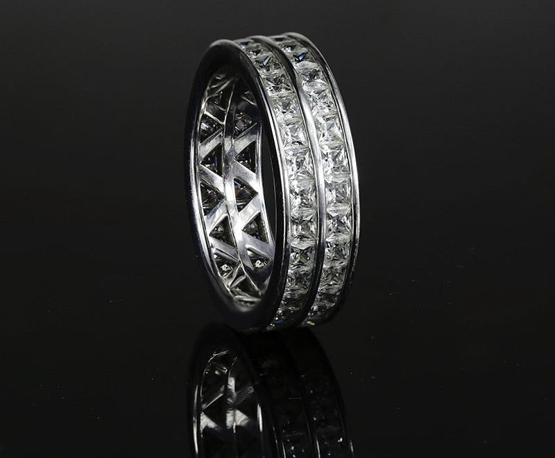 2.5mm Square Double Tension Setting Eternity Band Ring for Men Women  -  GeraldBlack.com