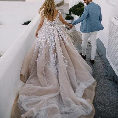 2 In 1 Lace Mermaid Sleeveless Floor Length Wedding Gown Dress  -  GeraldBlack.com