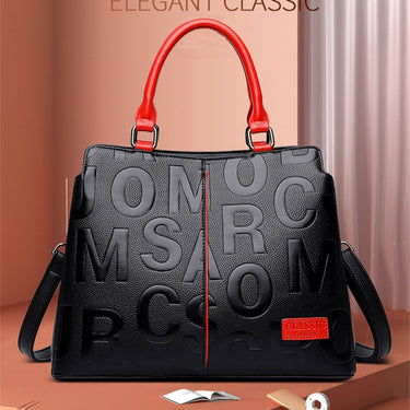2 Layers Retro Sac Ladies Hand Bag Letter Faux Leather Handbag Luxury Designer Totes Bag Large Capacity Bags  -  GeraldBlack.com