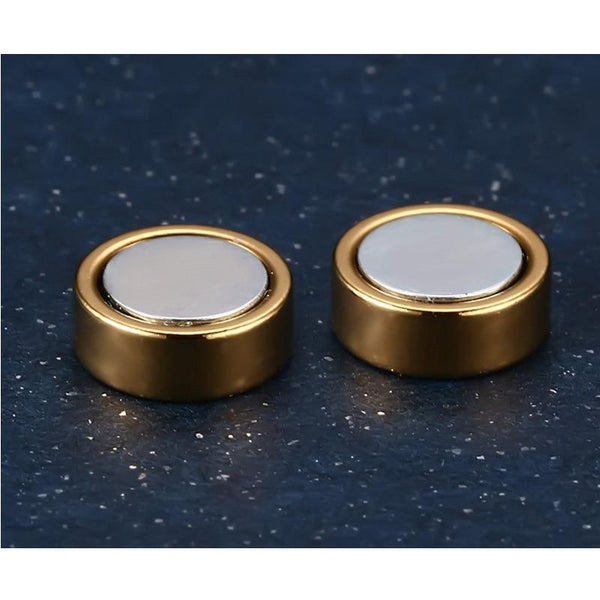 2 Pair Stainless Steel Magnetic Round Stud Earrings Jewelry for Men - SolaceConnect.com