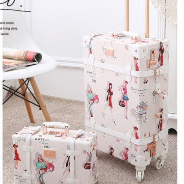 20 24 26 Inch Women Retro Spinner Rolling Luggage Set Trolley Floral Suitcase Trolley Bags  -  GeraldBlack.com