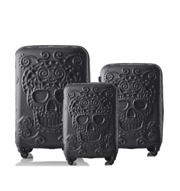 20 24 28 Inch Large Expandable Skull Suitcase 3 Pieces Trolley Case Rolling Luggage Bag Set  -  GeraldBlack.com