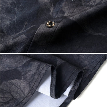 2022 brand designer leaf mens shirts for men clothing korean fashion long sleeve shirt luxury dress casual clothes jersey 9038  -  GeraldBlack.com