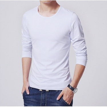 3 Basic Pure Colors Long Sleeve Slim Fit T-Shirt Tee for Young Men 3XL Plain T-Shirts GeraldBlack.com   