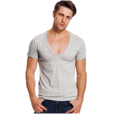 21 Colors Deep V Neck Compression Short Sleeve Men's T-Shirt for Fitness  -  GeraldBlack.com