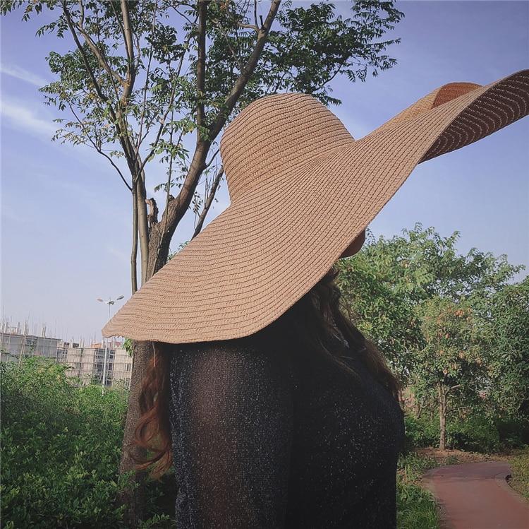 25cm Wide Brim Oversized Foldable UV Protective Beach Hats for Women  -  GeraldBlack.com