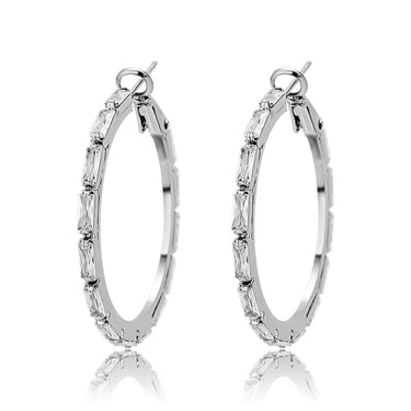 3-10cm Baguette Zirconia Iced Out Cubic Large Round Earring for Women  -  GeraldBlack.com