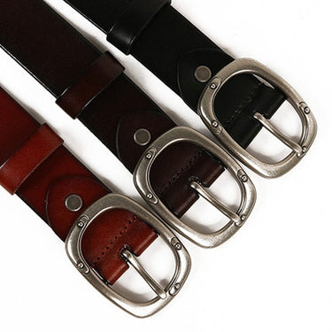 3.8CM Male Top Layer Luxury Designers Cowskin Genuine Leather Alloy Pin Buckle Rivets Casual Belt for Jeans  -  GeraldBlack.com