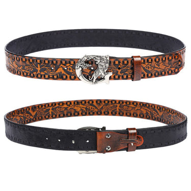3.8CM Pattern Embossing Retro Do Old Cowskin Genuine Leather Belt for Men Tiger Buckle Style Strap  -  GeraldBlack.com