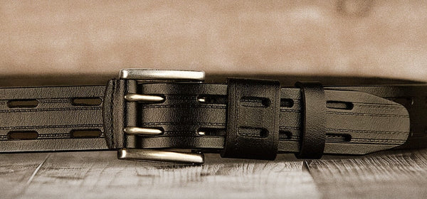 3.8CM Split Leather Male Double Needle Pin Buckle Fancy Vintage Jeans Belt Cowboy Cintos  -  GeraldBlack.com