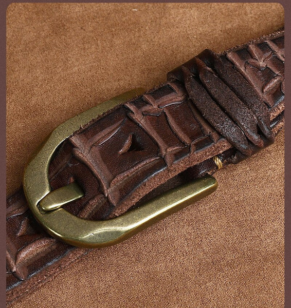 3.8CM Thick Real Cowskin Genuine Leather Retro Pin Buckle Belt Luxury Vintage Men Wide Jeans Ceinture Strap  -  GeraldBlack.com