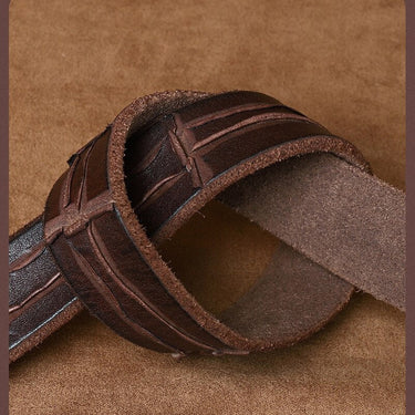 3.8CM Thick Real Cowskin Genuine Leather Retro Pin Buckle Belt Luxury Vintage Men Wide Jeans Ceinture Strap  -  GeraldBlack.com