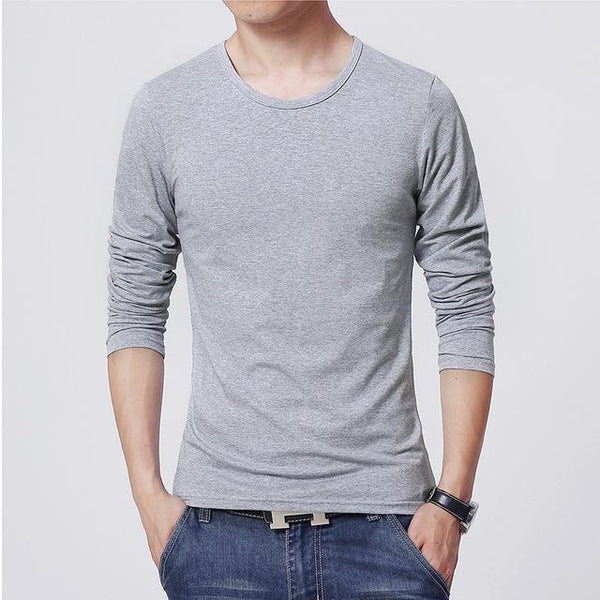 3 Basic Pure Colors Long Sleeve Slim Fit T-Shirt Tee for Young Men 3XL - SolaceConnect.com