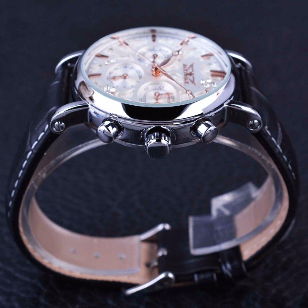 3 Dial Diamond Display Genuine Leather Strap Ripple Design Men's Watches  -  GeraldBlack.com